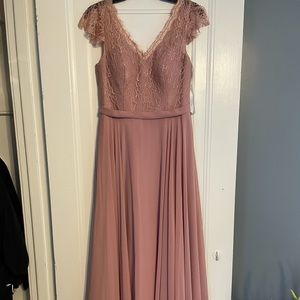 Azazie Blush bridesmaid dress